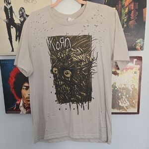 Bella Canvas Beige Distressed Korn Graphic Tee